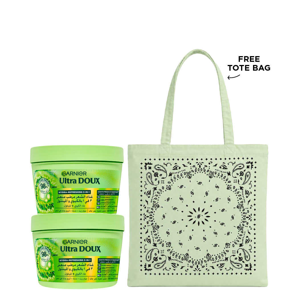 2x Hair Food Kiwi Menthol 3in1 Hair Mask + FREE Tote Bag