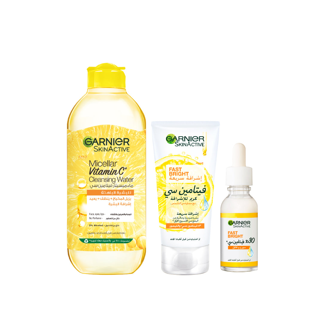 Vitamin C Micellar Water 400ML + Skin Active Fast Bright Vitamin C+ 30ML + Skin Active Fast Bright Day Cream 50ML at 20% OFF 