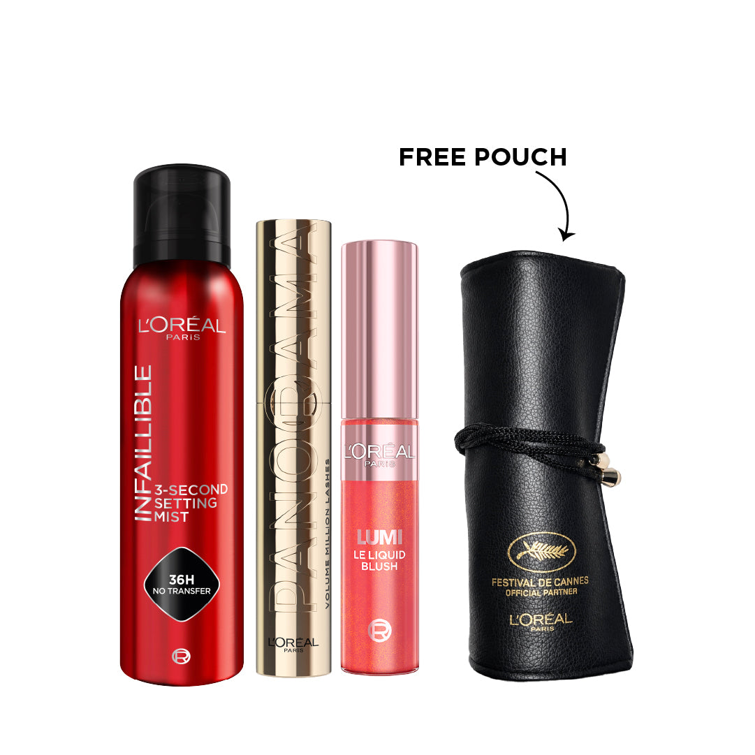 Infaillible Setting Mist Spray + Panorama Mascara + Lumi Le Liquid Blush + FREE Pouch At 20% OFF