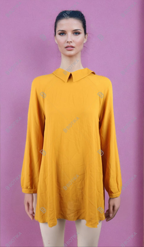 ACCESS Access yellow blouse with collar and long sleeves | Loolia Closet