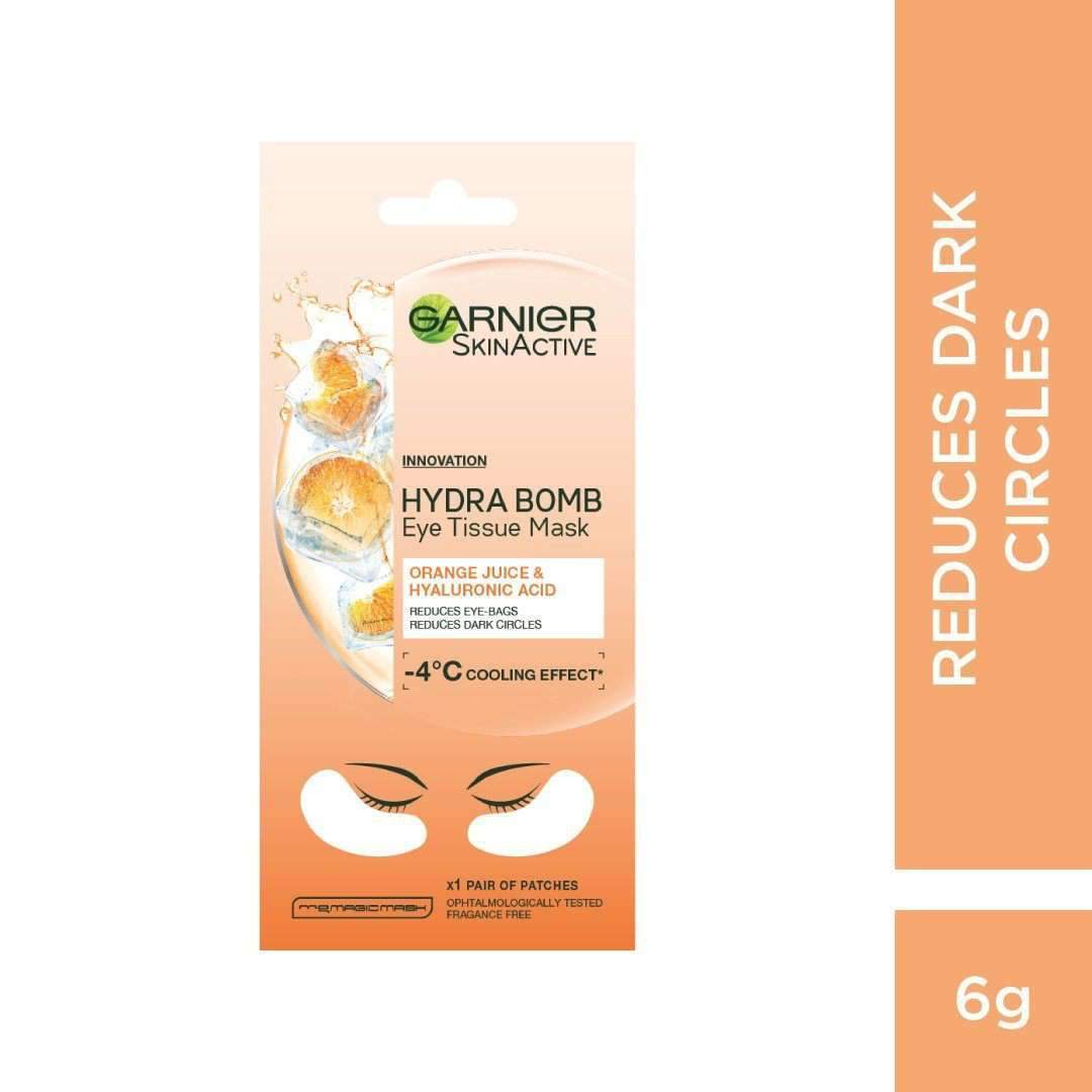 Garnier - Hydra Bomb Hydrating & Brightening Eye Tissue Mask - with Hyaluronic Acid and Vitamin C for Dark Circles